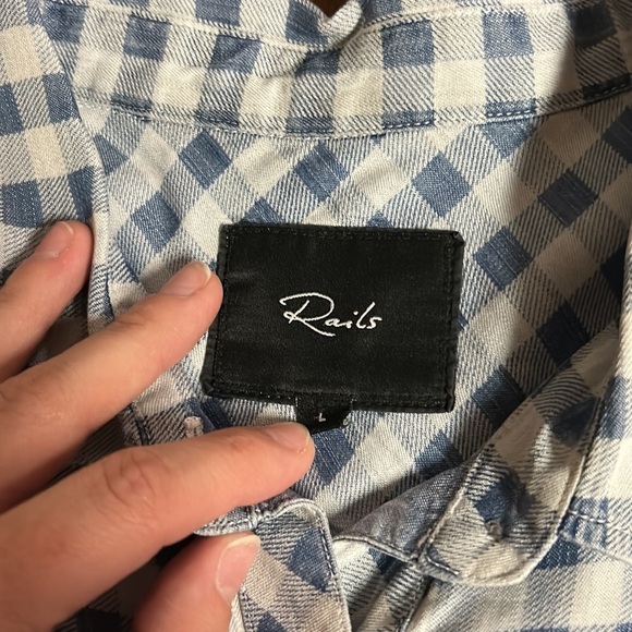RAILS cropped flannel button up blouse U9 - Picture 4 of 7